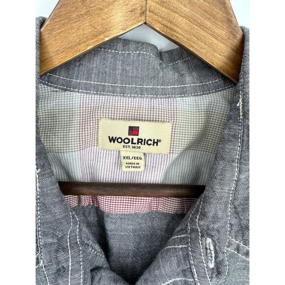 Woolrich Short Sleeve Static Heathered Gray Button Down Shirt Men’s Size XXL - Picture 5 of 9